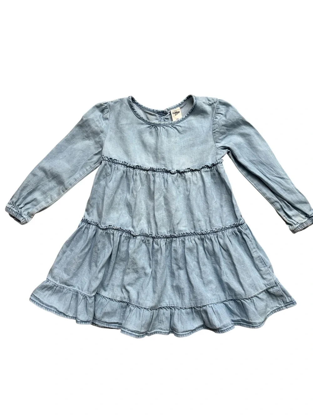 Oshkosh B’Gosh Chambray Toddler Dress Tiered Ruffles Blue Size 2T